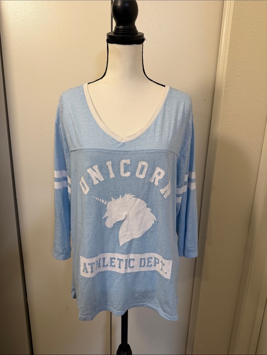 Freeze Tops - Freeze Light Blue & White "Unicorn Athletic Dept." Long Sleeve Tee